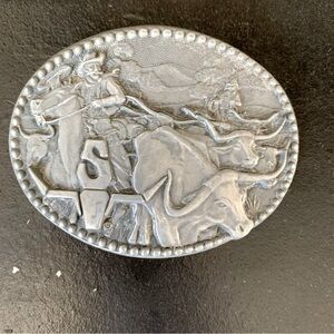 Vintage Zee Series Cowboys Texas Cattle Drive Pewter Belt Buckle